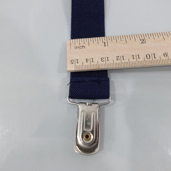 Suspender Boy Blue Navy Clip On‎ Y Back Adjustable Strap Stretch Formal Dress - Picture 6 of 7